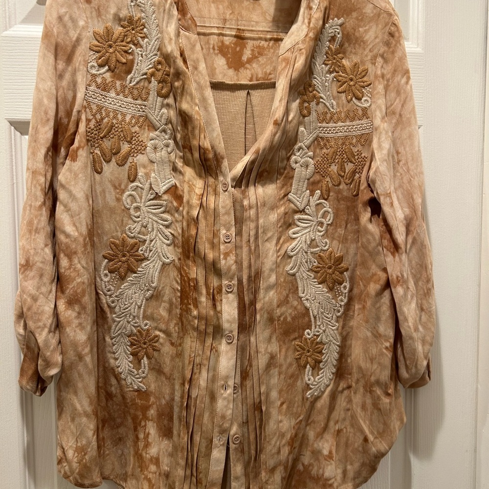 Miss Me Brown Tie-Dye Top